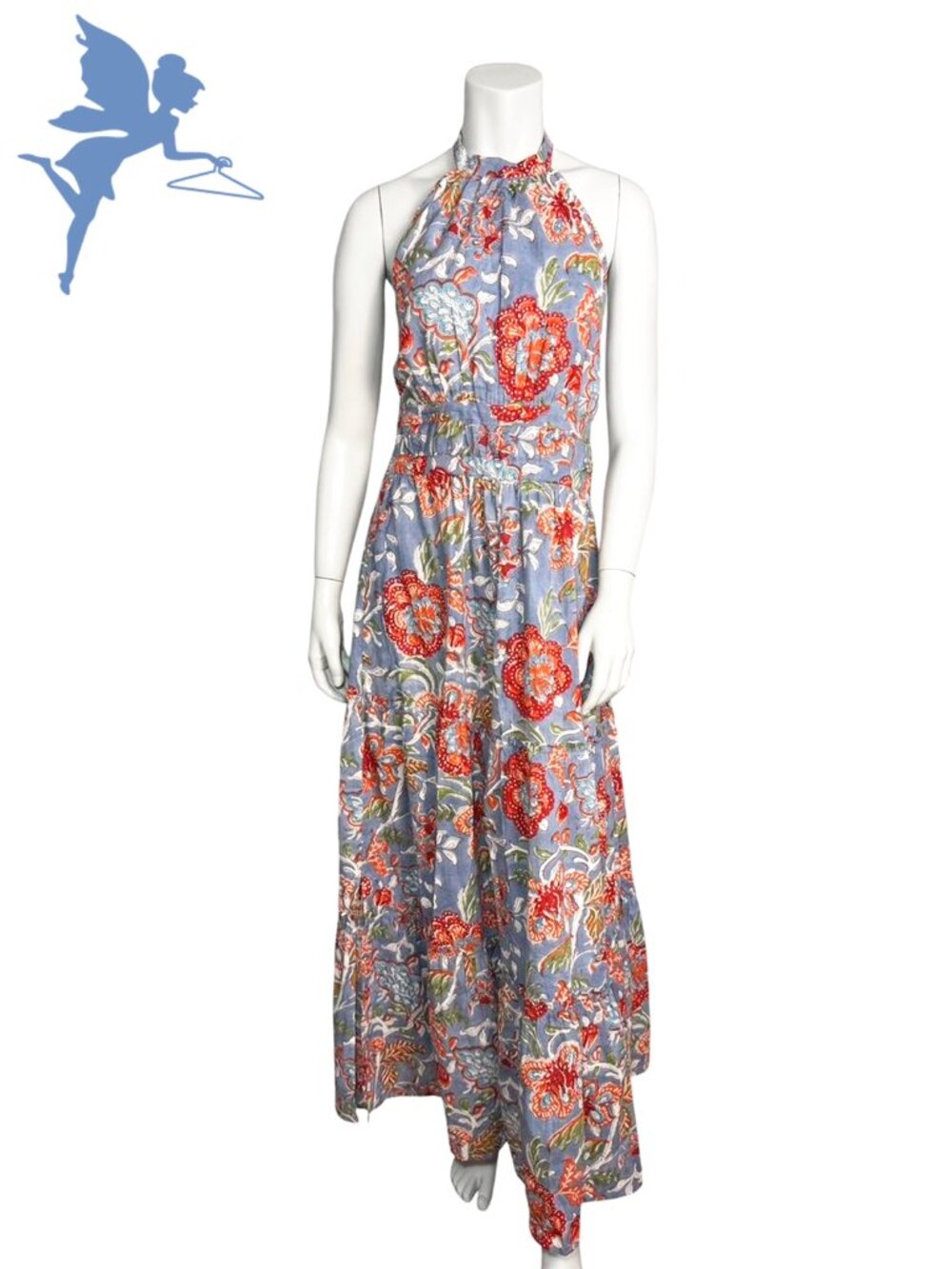 BLOCK PRINT Cotton Maxi Halter Dress - Picture 2 of 8